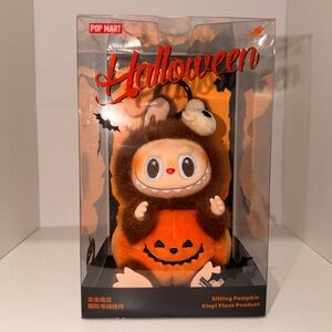 POP MART Halloween Labubu Sitting Pumpkin Vinyl Plush Pendant